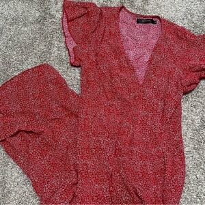 Bohemian Floral Printed Wrap V Neck Short Sleeve Split Beach Party Maxi Dress